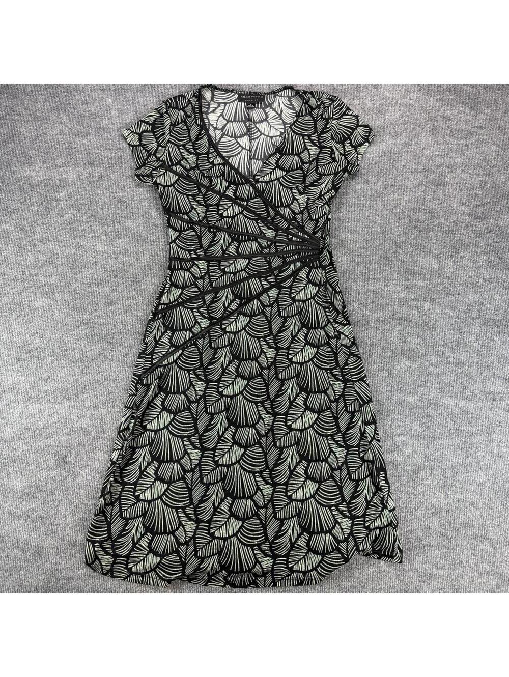 Connected Apparel Green Black Patterned Dress 8 - Floral, Garden Party, Spring